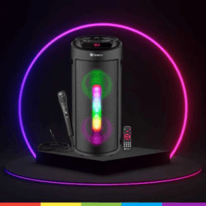 TRONICA Cyclone 4 Double Woofer 40W Bluetooth Party Speaker with Wired Mic, 1800mAh Battery, RGB Lights, Digital Display, USB, SD, FM, Auto TWS & Remote (Black)