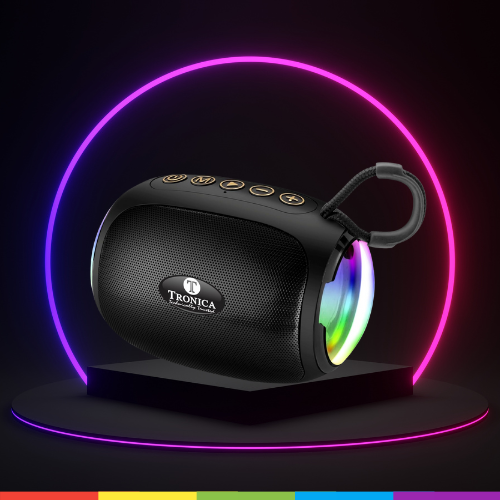 TRONICA Joy Portable Bluetooth 10W Speaker with LED Lights, Control Panel, Wireless Music Player,FM,Pen Drive,AUX 5hrs Non Stop Playback Black