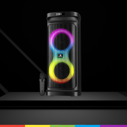 TRONICA Rock Star-2 Portable Bluetooth Speaker, with Wireless mic and Colorful Lights, Support TWS/TF Card/USB/AUX, Loud HD Stereo Sound, Robust Bass, Lightweight for Party/Outdoor/Camping